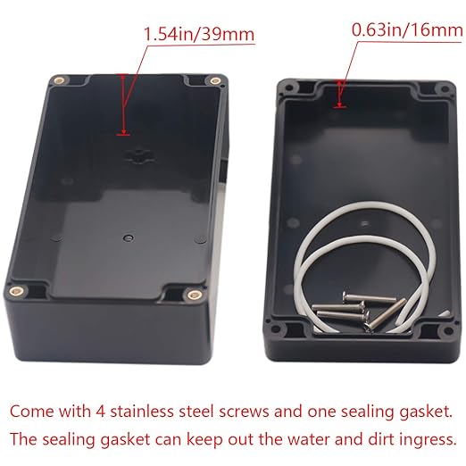 Junction Box IP65 Waterproof ABS Plastic Electrical Project Case Power Junction Boxes, Project Box with 4 PCS M16 Cable Glands 6.22x3.54x2.36 inch (158 x 90 x60 mm)