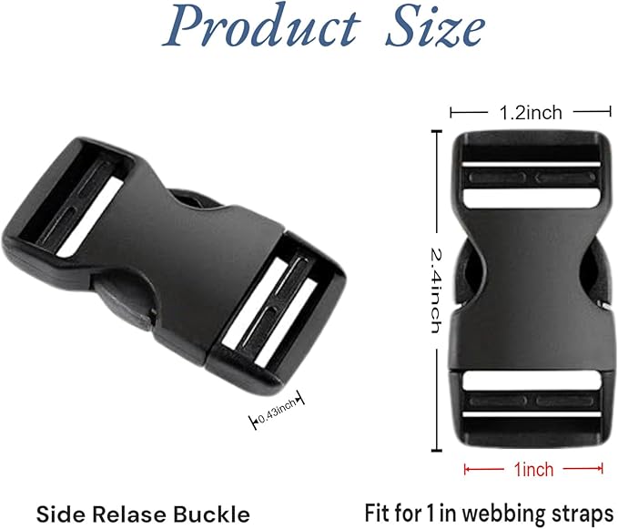 10 Pack 1 Inch Buckle Quick Side Release, Heavy Duty Plastic Side Release Buckles for Backpacks, Pet Collars, Paracord Crafts & Outdoor Gear