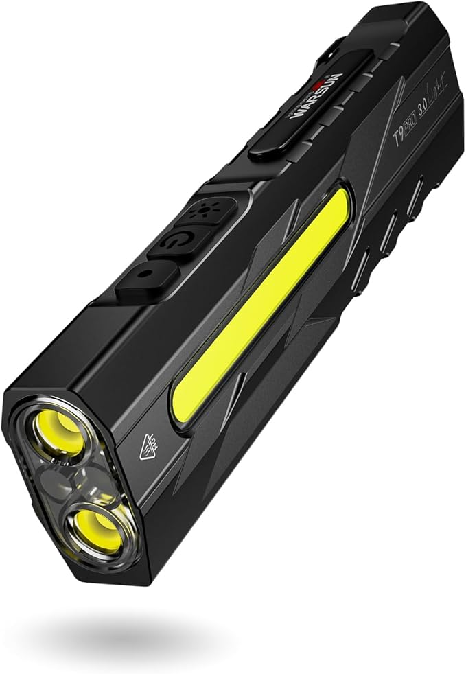 WARSUN Rechargeable EDC Flashlight – 1500 Lumen Compact LED Pocket Flashlight with Magnetic Base and Clip, Portable Work Light for Dog Walking, Camping, Car Repair and Emergency Use