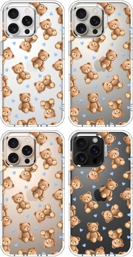 MOSNOVO for iPhone 16 Pro Max Case, Shockproof Military-Grade Protection 6.6ft Drop Tested, Clear Phone Case for iPhone 16 Pro Max, Teddy Mood Design