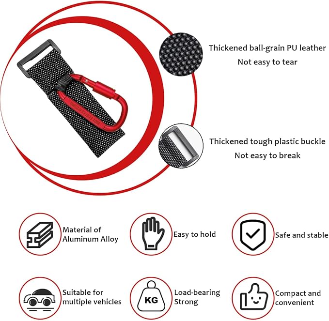 KVAEY 2 Pack Multipurpose Hook for Hanging Helmet, Goggle, Headsets, Durable Carabiners, Roll Bar Accessory Hook Hanger (Red)