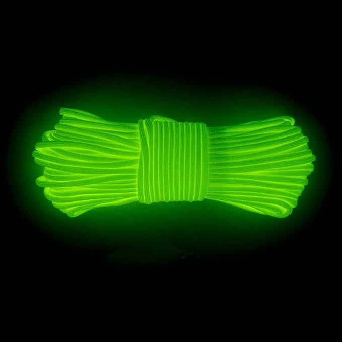 Glow in The Dark Zesty 550lb Paracord – 21 Strand Luminous Parachute Cord for Nighttime Outdoor Utility – 8 Colors and Length Options of 25', 50’, 100’, and 1,000’