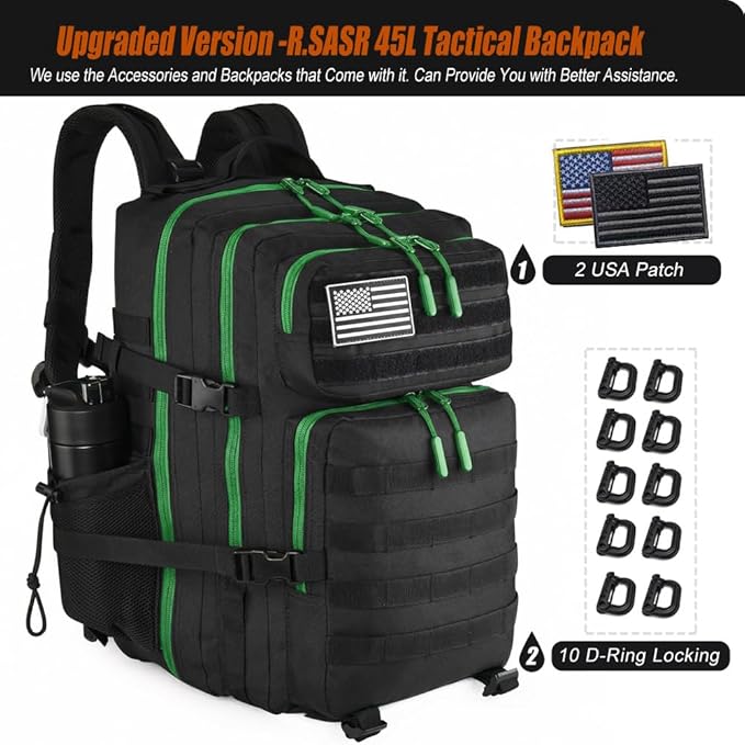 45L Tactical Backpack for Men Women, Military Assault Pack with MOLLE, Large 3 Day Bug Out Bag for Hiking Camping