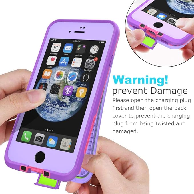 Diverbox for iPhone SE 2020 Waterproof Case iPhone 8 Waterproof Case,Waterproof Shockproof IP68 Full-Body Sturdy Case Built-in Screen Protector for Full Sealed Cover 4.7 in (Purple)