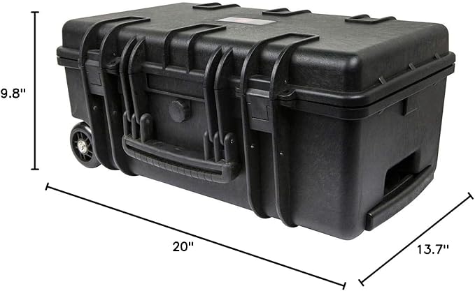 Monoprice Weatherproof Hard Case - 22 x 14 x 10 Inches, with Wheels and Customizable Foam, Shockproof, IP67, Ultraviolet and Impact Resistant Material, Black - Pure Outdoor Collection