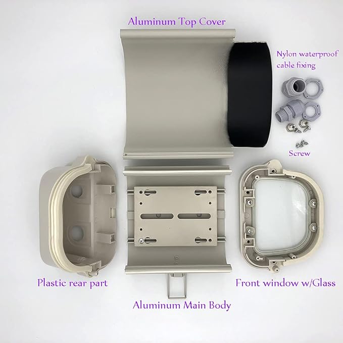 OwlCat 6inch Security CCTV Camera Housing Case Clear Glass Without Lens Cutout Surveillance Shell Outdoor Waterproof Enclosure Aluminium Alloy Cover, 240mm x 135mm x 100mm, 6006A