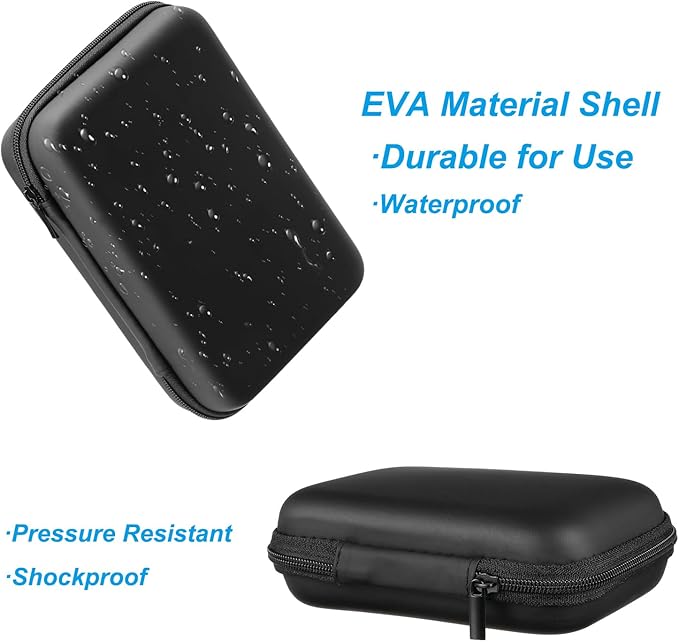 PATIKIL 7.48x5.12 Electronic Organizer Case, 1Pcs EVA Hard Waterproof Rectangle Travel Carrying Case with Zipper for Digital Multimeter, Camera, Charger Cord, Earphone, Black