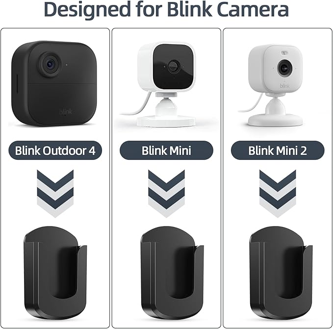 5 Pack Blink Camera No Drill Wall Mount Bracket, Adhesive Mount for Blink Outdoor 4/Indoor/Mini/Mini 2, Easy Install - Black