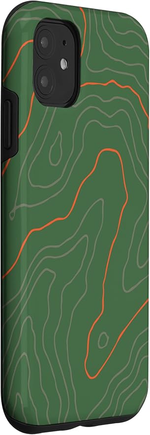 Backcountry Topo Guide Orange Lines Topographical Map Case for iPhone 11
