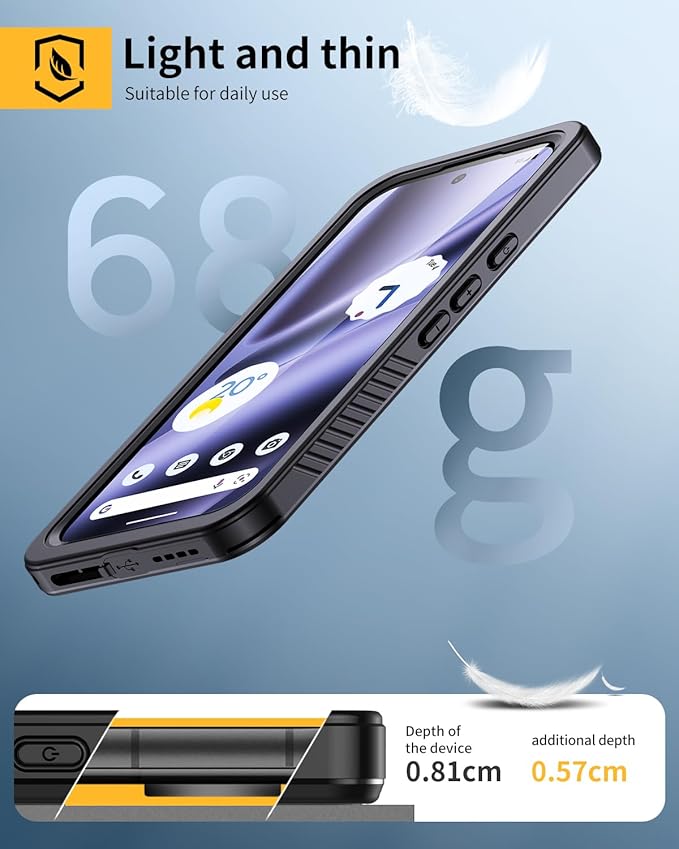 Lanhiem Pixel 10 Pro XL Case, IP68 Waterproof Dustproof Case with Built-in Screen Protector, Rugged Full Body Shockproof Protective Clear Cover for Google Pixel 10 Pro XL 6.8 Inch, Black