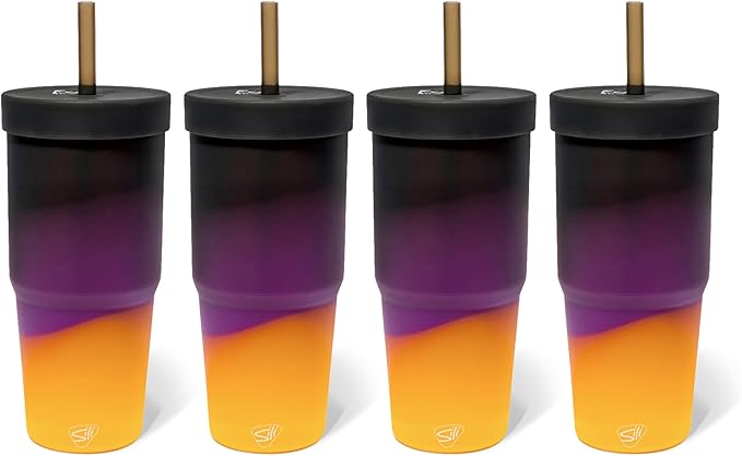 Silipint: 32oz Silicone TUMBLER CUP, Unbreakable, Non-Toxic, Dishwasher Safe (Sun Storm, 32oz - Pack of 4)