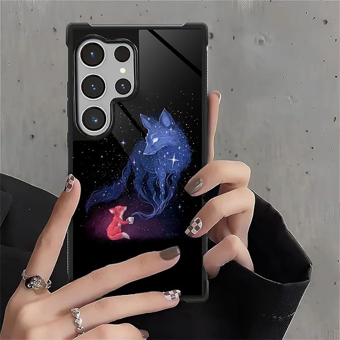 for Samsung Galaxy S26 Ultra Case,Graphic Design for Girl Boy Soft Silicone Hard Acrylic Shock Protection Designed for Samsung Galaxy S26 Ultra Galaxy Fox Wolf Pattern