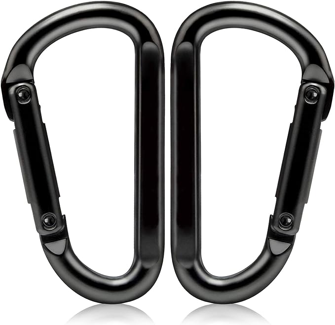 EZYA Heavy Duty Carabiner Clips, 860lbs - 3" Iron Carabiners for Keys, Gym, Camping, Hiking Accessories - D-Ring Keychain Hooks for Hammocks, Backpacks, Outdoor Gear