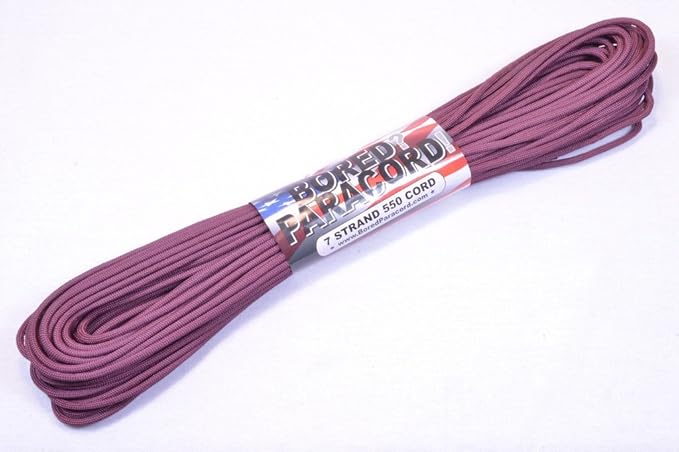 BORED? PARACORD! 550 lb Paracord – Ideal for Crafting, DIY Projects, Camping, Military & Active Outdoors – 300+ Colors – Tactical Parachute Cord Type III – Strong - Burgundy 50 Feet