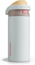 ENCOOL Leakproof Insulated Water Bottle with Straw Dual-Sip Water Bottle Bag-Safe Design for Work, Commute & Gym – Keeps Drinks Cold All Day, 18 oz, Clay Grey