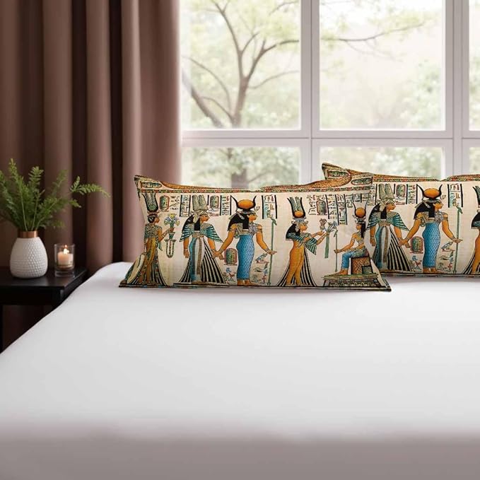 Old Egyptian Empire Couch Pillow Covers 12 X 20 0 Set of 2 Pillowcases Rectangular Velvet Outdoor Cushion Pillow Cases Decorative for Home Bed Sofa Couch Hotel