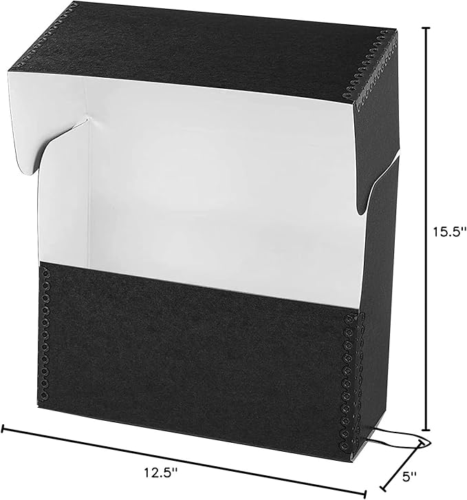 Lineco Archival Document Storage Box with Metal Edge, Acid-Free Black Boxboard, Organize and Store Files, Prints, Photos, Jumbo-Sized Case 15.5" x 12.5" x 5" Wide, Pack of 2