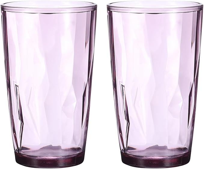 uxcell 17oz Acrylic Drinking Glasses, 2Pcs Plastic Reusable Tumblers Drinkware Unbreakable Water Glasses Cups Stackable & Dishwasher Safe for Home Outdoors Restaurant, Purple
