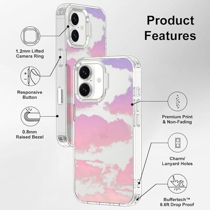 MOSNOVO for iPhone 17 Case, Shockproof Military-Grade Protection 6.6ft Drop Tested, Camera Control, Clear Phone Case for iPhone 17, Sunset Glow Design