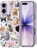MOSNOVO for iPhone 17 Case | Military Grade 6.6ft Drop Tested | Camera Control | Clear with The Cat Brigade Design