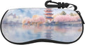 Watercolor Orca Whale Glasses Case Neoprene Portable Zipper Eyeglass Bag With Hook