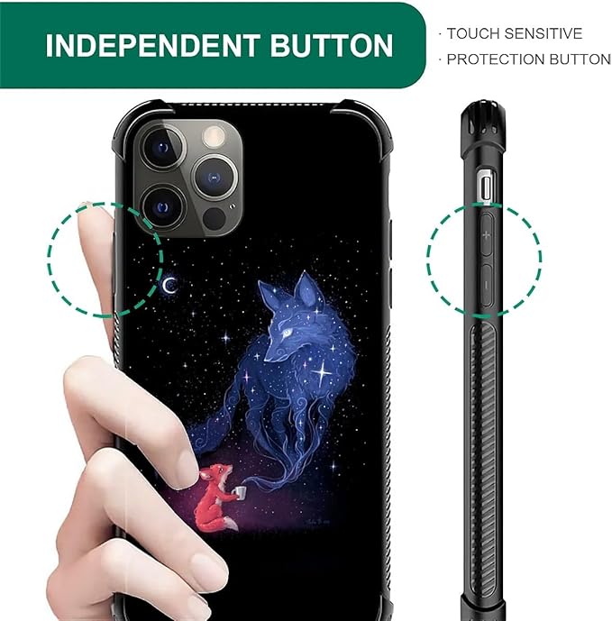 for iPhone 11 Pro Case, Galaxy Fox Wolf Pattern Graphic Design Girl Boy Soft Silicone Hard Acrylic Shock Protection for iPhone 11 Pro