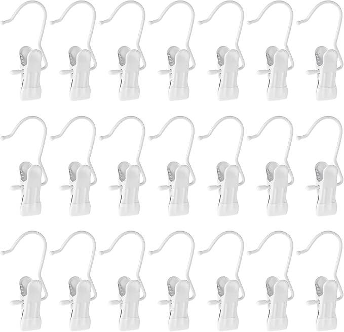 Hotop 20 Pieces Boot Hanger Clips for Closet, Laundry Hanging Hooks Heavy Duty Clips Boot Holder Portable Single Hooks Space Saving for Pants Jeans Clothes Hats Tall Towels (White)