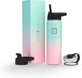 IRON °FLASK Camping & Hiking Hydration Flask with Straw, Wide Mouth Insulated Stainless Steel Sports Water Bottle - 22 oz Bubble Gum