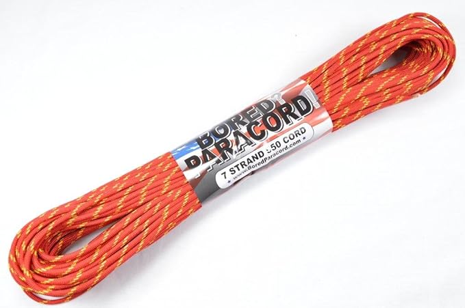 BORED? PARACORD! 550 lb Paracord – Ideal for Crafting, DIY Projects, Camping, Military & Active Outdoors – 300+ Colors – Tactical Parachute Cord Type III – Strong - Sunburst 100 Feet