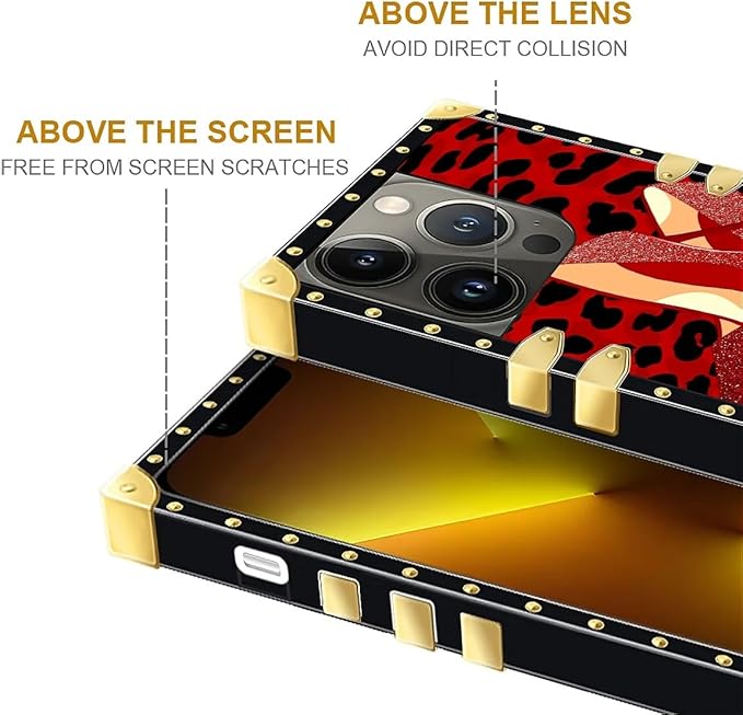 Compatible with iPhone 13 Pro Max Case, Elegant High Heels Luxury Golden Decoration for Girl Women Soft TPU Shockproof Protective Hard PC Back for iPhone 13 Pro Max