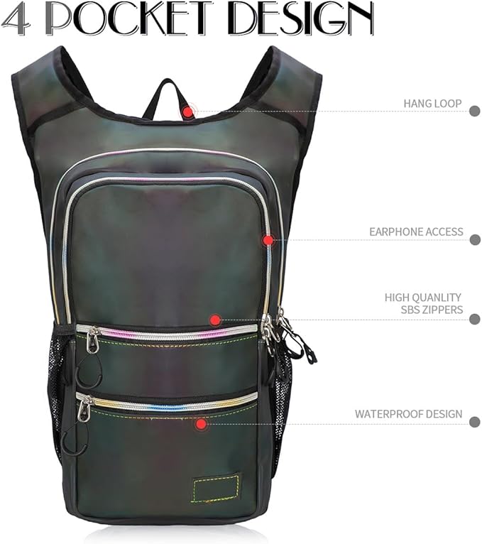 Hydration Pack, Water Backpack with 3L Hydration Bladder Lightweight Insulation, Festival Essential, Rave Hydration Backpack, Hydropack Backpack for Rave, Hiking, Biking, Festival Gear
