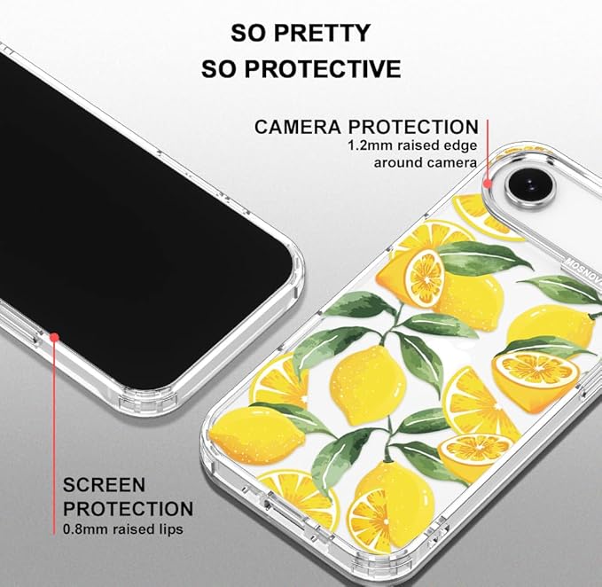 MOSNOVO for iPhone Air Case | Military Grade 6.6ft Drop Tested | Camera Control | Clear with Lemon Design