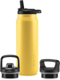 ZULU Base 40oz Stainless Steel Water Bottle with 3 Lids- Straw, Chug, Twist | Double Walled and Vacuum Insulated Metal Thermos | For Gym, Outdoor | Built in Carry Loop, Dishwasher Safe, Vitamin C