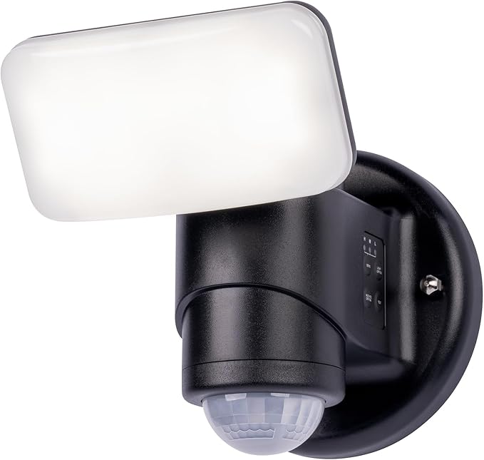 Wired Motion Security Light with Dynamic Tracking Technology, 2000 Lumens LED, 240° Sensor, 50 ft Range (Black)