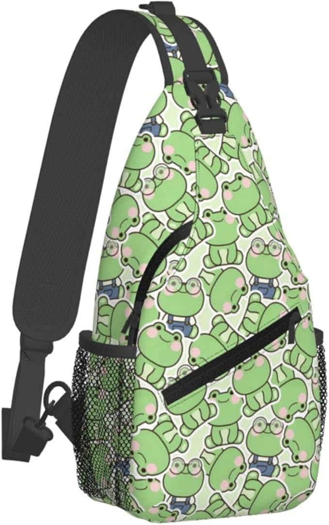 Cute Frog Sling Bag For Women Men Fashion Backpack Crossbody Frogs Shoulder Bag Sling Backpack Chest Bag Travel Hiking Casual Sport Daypack