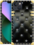Compatible with iPhone 13 Case, Shiny Black Sofa Crystal Luxury Golden Decoration for Girl Women Soft TPU Shockproof Protective Hard PC Back for iPhone 13