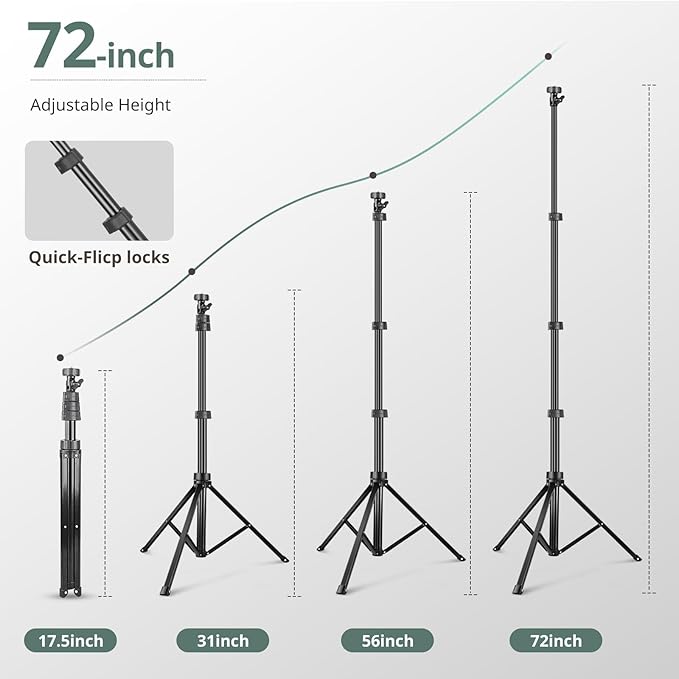 SENSYNE 72" Phone Tripod, Extendable Cell Phone Tripod Stand, Selfie Stick with Wireless Remote and Phone Holder, Compatible with iPhone Android Phone, Camera (Pack of 2)
