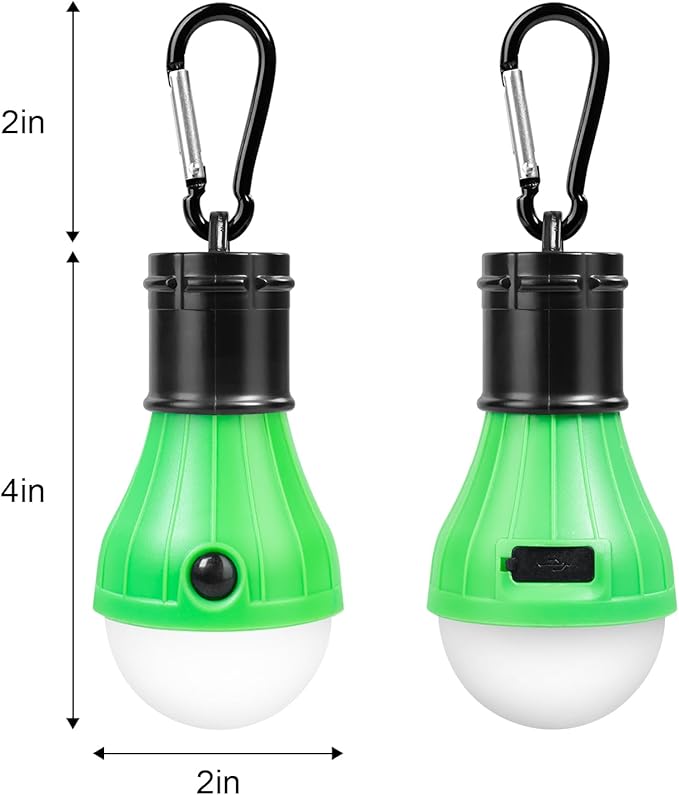 Jarxin Led Camping Lantern USB Rechargeable,Outdoor Tent Lights for Camping Hanging,Kids with Clip Hook Camping Flashlight (2 Packs Black)