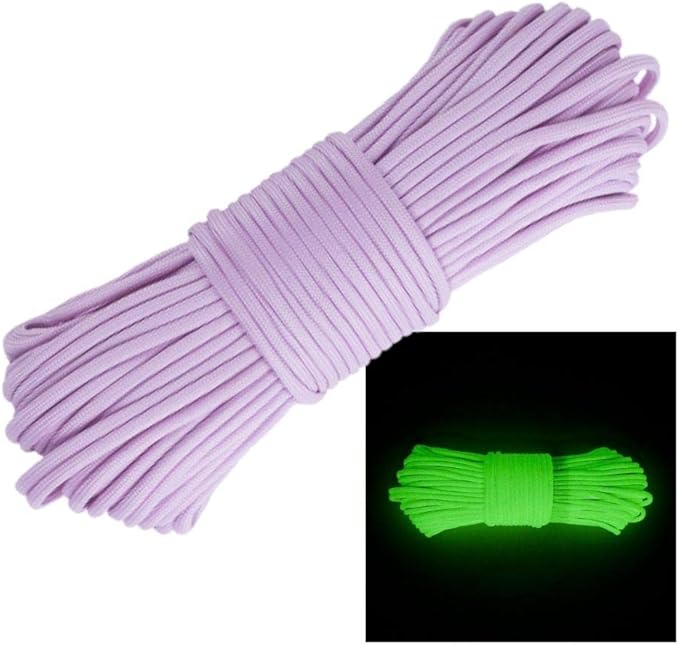 Glow in The Dark Zesty 550lb Paracord – 21 Strand Luminous Parachute Cord for Nighttime Outdoor Utility – 8 Colors and Length Options of 25', 50’, 100’, and 1,000’