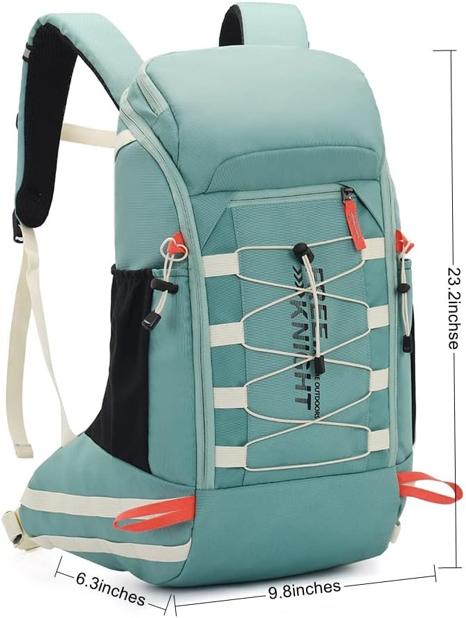 Bseash 40L Waterproof Hiking Camping Backpack with Rain Cover, Outdoor Sport Travel Daypack Rucksack for Skiing Cycling (Mint Green)