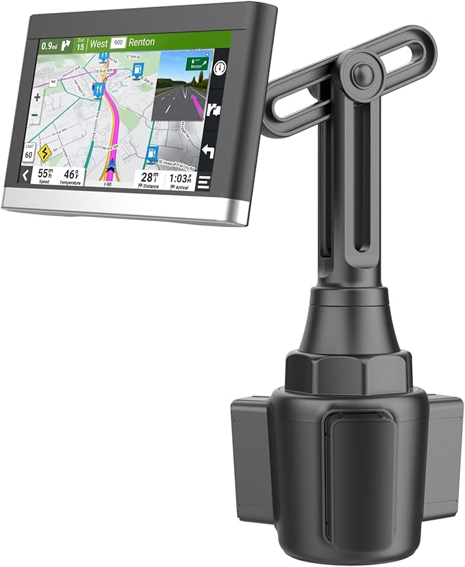 for Garmin GPS Car Mount Cup Holder Replacement 17mm Ball Mount with Adjustable Height Angles fit Garmin Nuvi Drive Dezl Portable Navigator, Black