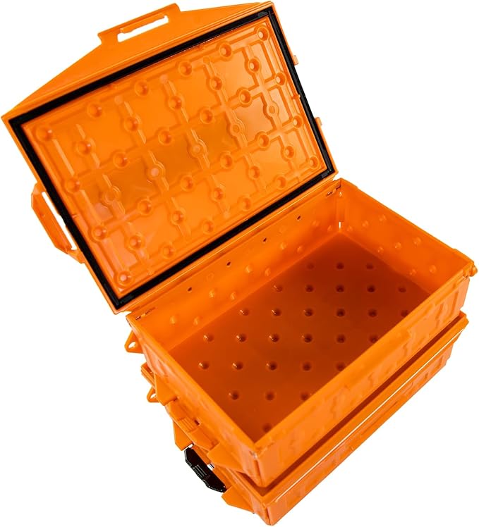 YakAttack TracPak Combo Kit – Orange | 2 Stackable Storage Boxes + Quick Release Track Base | Fits MightyMount, GearTrac & Most Kayak Tracks | Space-Saving Fishing Storage | Compact Kayaking Box