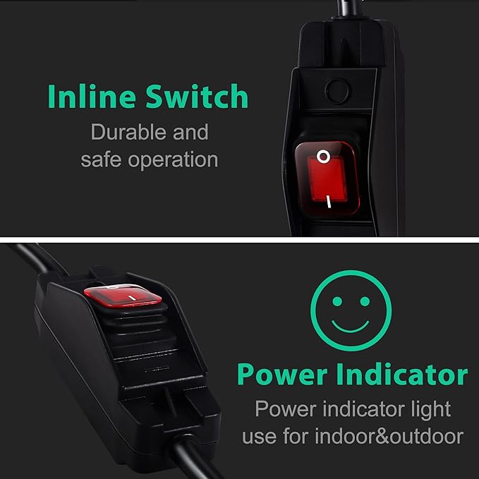 Extension Cord with Switch On/Off Waterproof Switch 6Ft No Plugging and Unplugging Invintage Stereo Devices Without Built-in Power Switch(6 FT)