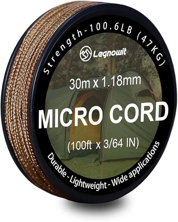 Micro Paracord, 1.18mm x 100ft Thin Mini Utility Braided Small Paracord for Crafting, DIY Project, Camping and More