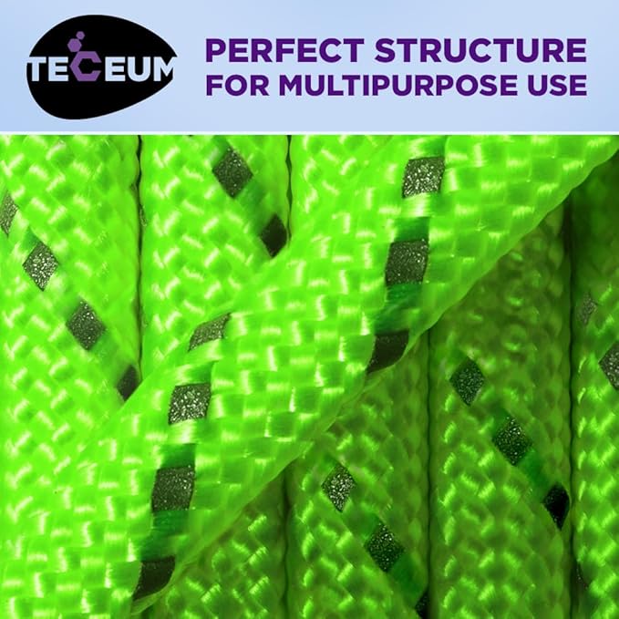 TECEUM Reflective Paracord Rope 1000 – 1000ft/200ft/100ft/50ft – 40+ Colors – Glow in The Dark – para Cord – Utility Rope for Survival, Hunting & Camping Gear – Nylon String, Camping Rope, Tent Cord