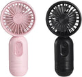 VanSmaGo Portable Mini 2-pack Handheld Personal Small Fan with 3-speed for Travel, USB Rechargeable Battery Operated Eyelash Fan, Black&Pink
