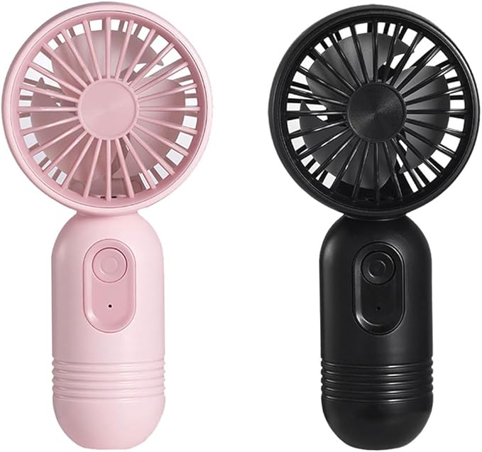 VanSmaGo Portable Mini 2-pack Handheld Personal Small Fan with 3-speed for Travel, USB Rechargeable Battery Operated Eyelash Fan, Black&Pink