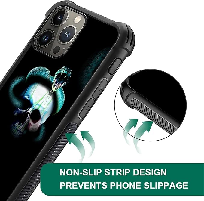 for iPhone 16 Pro Case, Skeleton Winding Snake Pattern Graphic Design Girl Boy Soft Silicone Hard Acrylic Shock Protection for iPhone 16 Pro