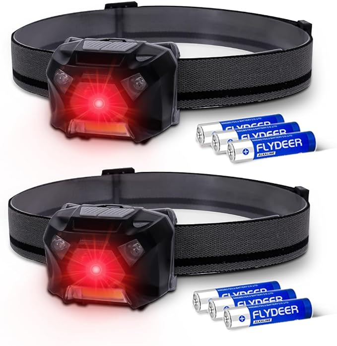 KunHe 2 Pack Red Light Headlamp Red White Light Suitable for Nighttime Hiking Birdwatching Astronomical Observation Outdoor Camping