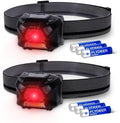KunHe 2 Pack Red Light Headlamp Red White Light Suitable for Nighttime Hiking Birdwatching Astronomical Observation Outdoor Camping